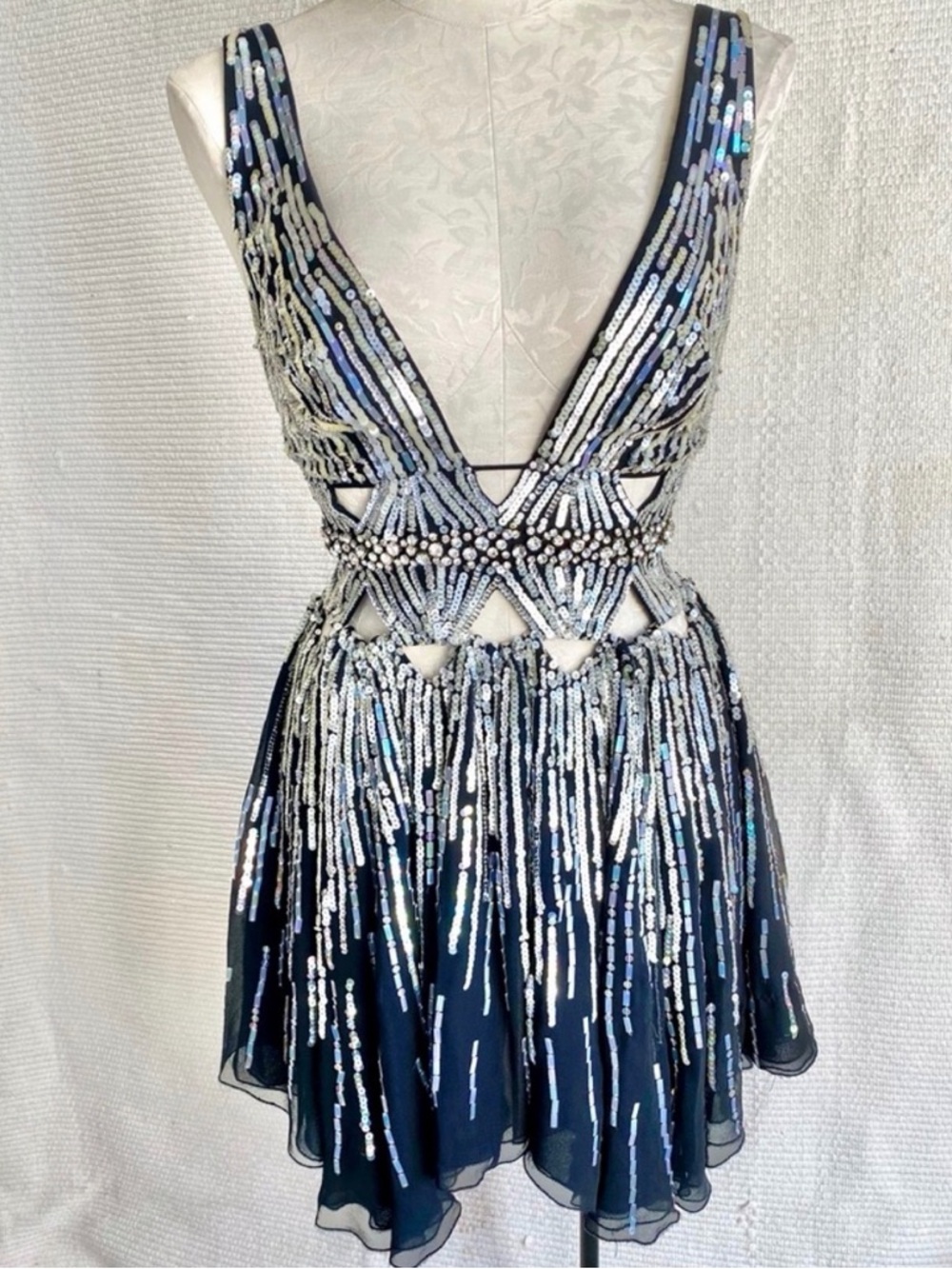 Vintage Y2K Silk Sexy Embellished Party Sequin Dress